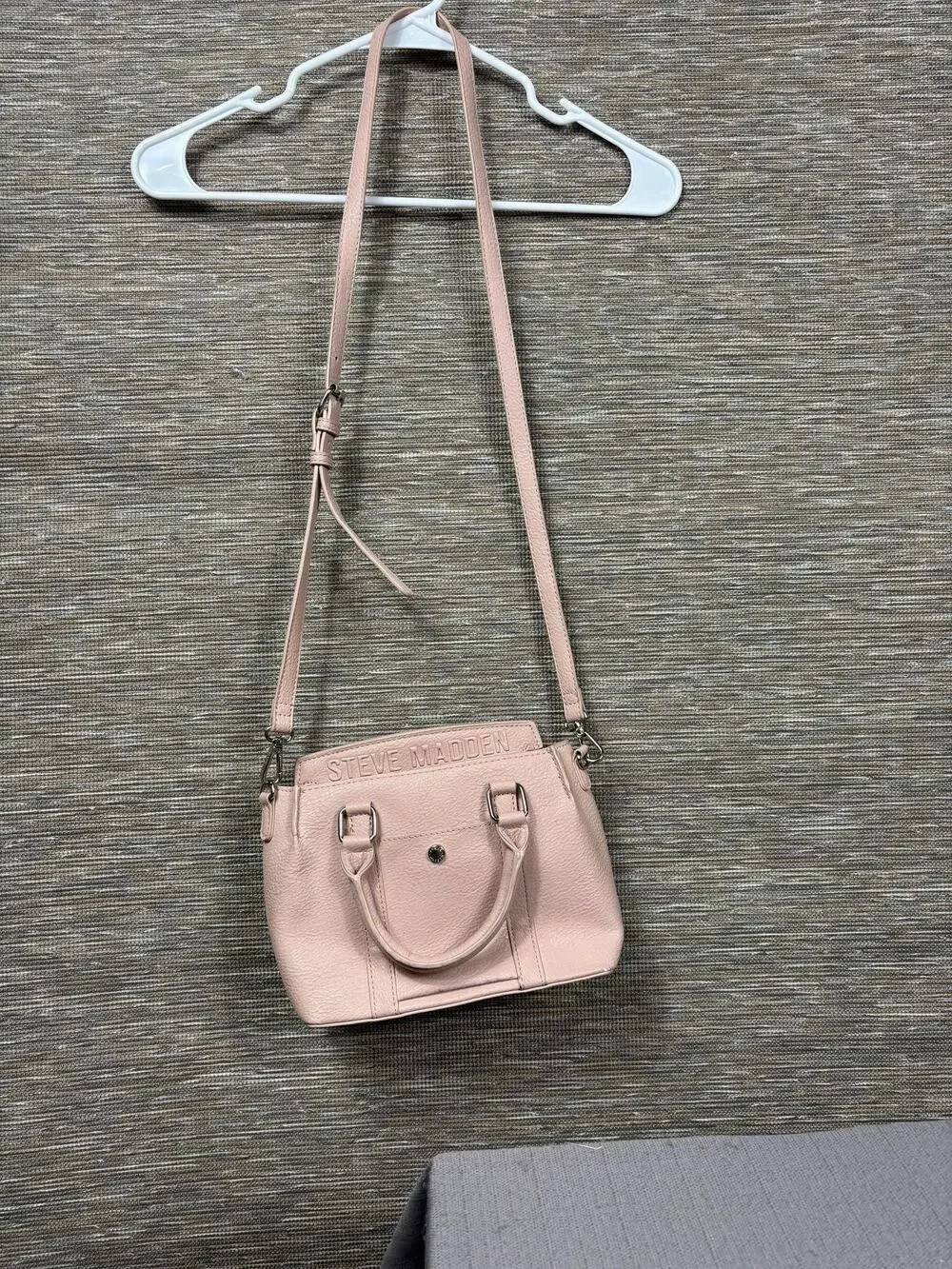 Steve Madden Satchel Bag Womens Small Pink Faux Leather Crossbody Zip Purse